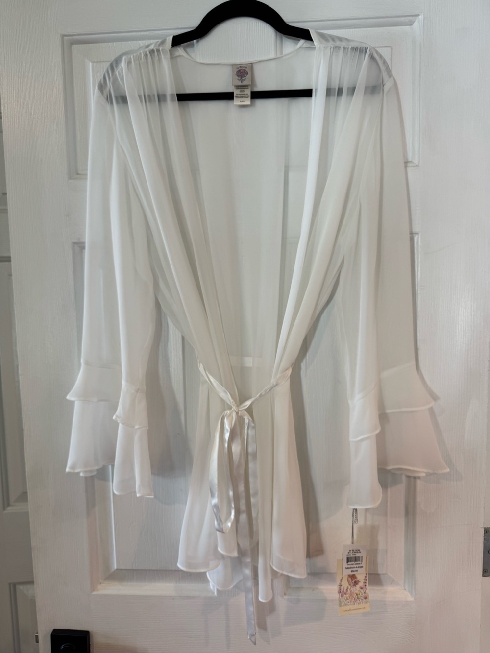 Sheer White Chiffon Tie-Front Robe by Dreamgirl - Picture 5 of 5
